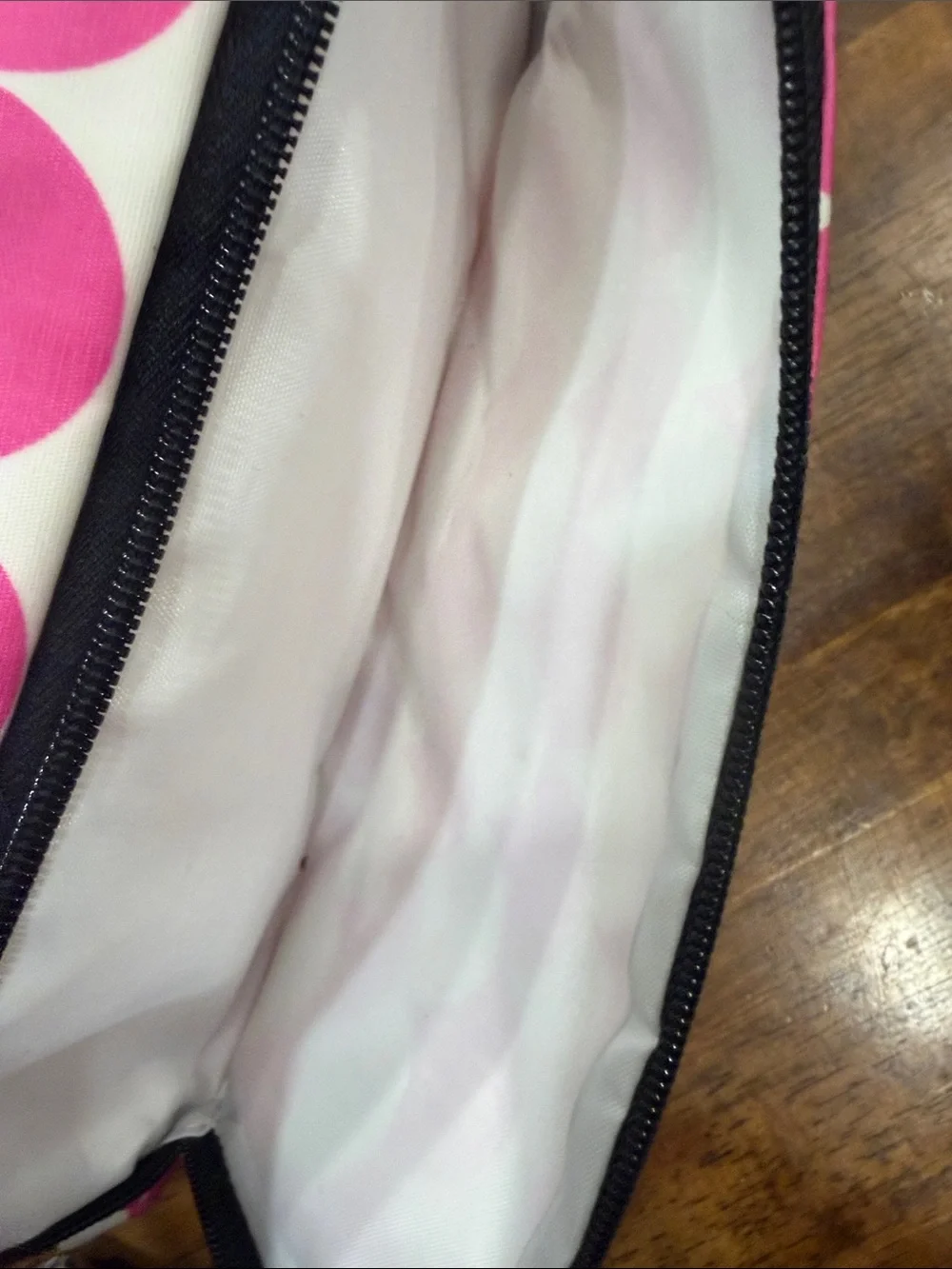 Pink and White Patterned Cosmetic Pouch